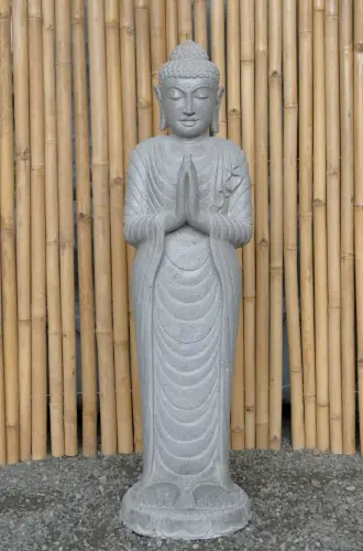Product image of the product “Standing Buddha made of Riverstone, position Namaskara , H. 122cm. ”
